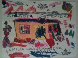 Emila's drawing as a tribute to her Grandpa
